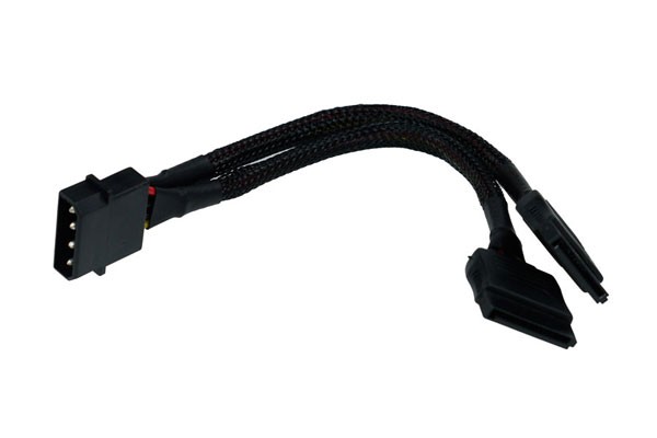 Phobya Strom/SATA Y-Kabel intern 4Pin Molex auf 2x SATA - Schwarz 15cm