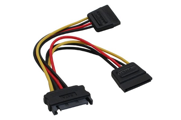 InLine® SATA Strom-Y-Kabel, SATA Buchse an 2x SATA Stecker 15cm