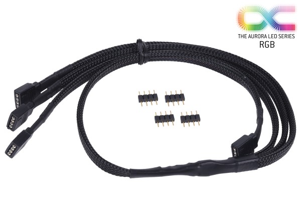 Alphacool Y-Kabel RGB 4pol auf 3x 4pol inkl. Stecker - Schwarz 60cm