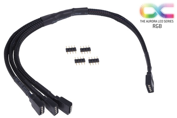 Alphacool Y-Kabel RGB 4pol auf 3x 4pol inkl. Stecker - Schwarz 30cm