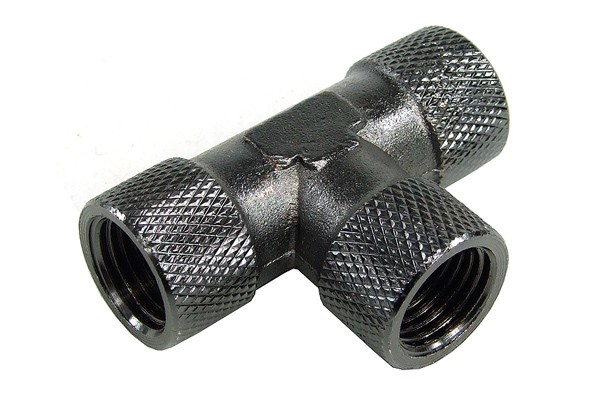 T-Stück - Innengewinde G1/4 - kompakt - gerändelt - black nickel